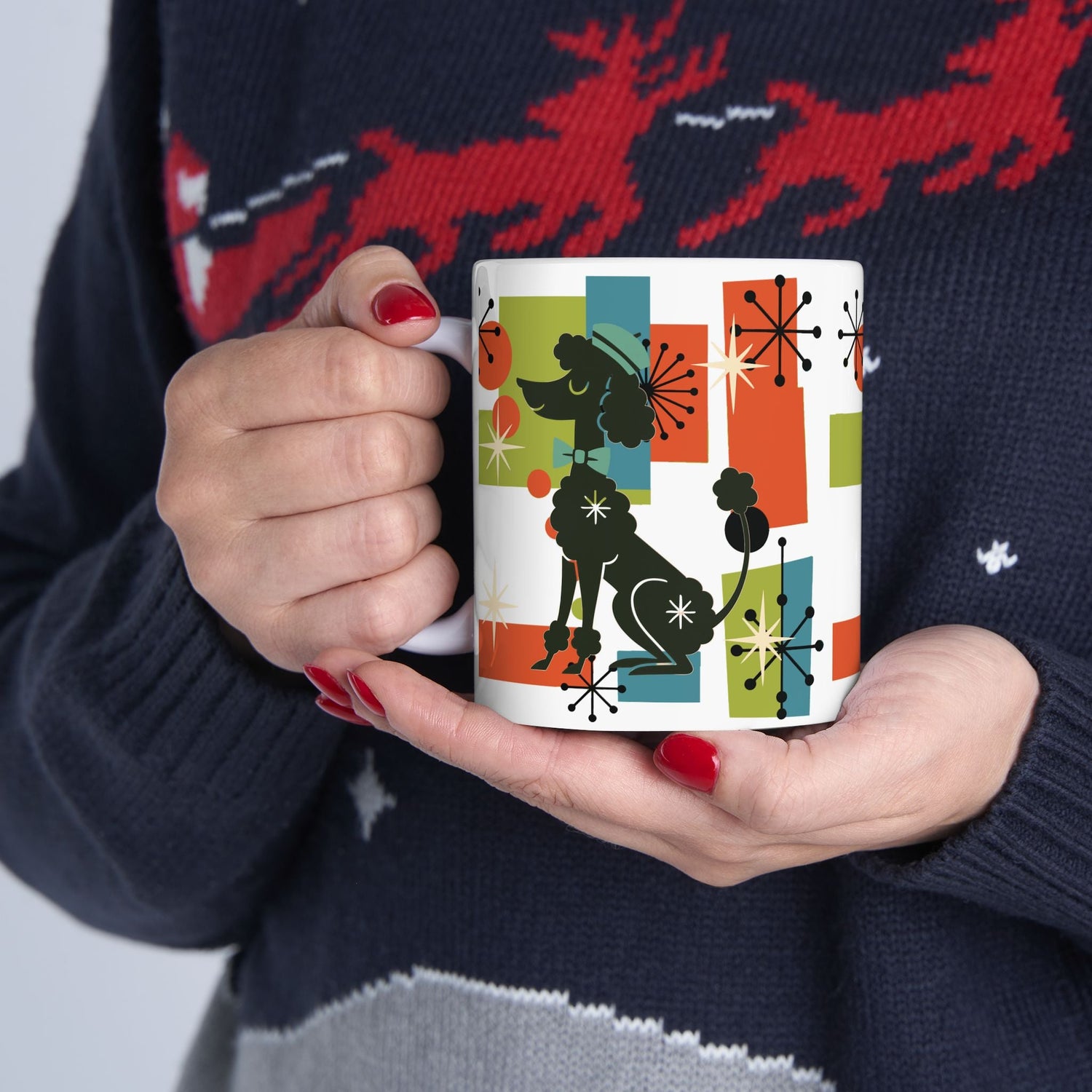 Kate McEnroe New York Atomic Poodle Coffee Mug, Retro MCM Starburst Mid Century ModernMugs28900786853722092421