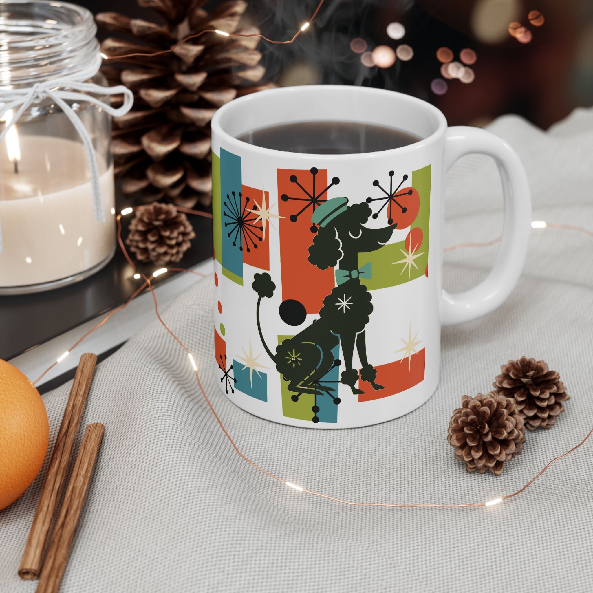 Kate McEnroe New York Atomic Poodle Coffee Mug, Retro MCM Starburst Mid Century ModernMugs28900786853722092421