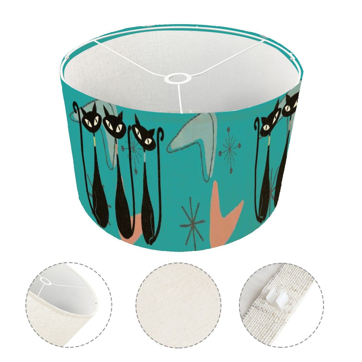 Kate McEnroe New York Atomic Sexton Cat 50s Mid Century Modern Drum Lamp ShadeLamp ShadesCyP2sPRpQx