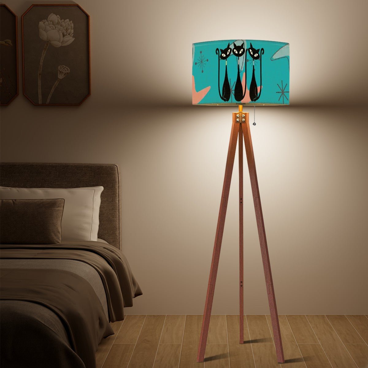 Kate McEnroe New York Atomic Sexton Cat 50s Mid Century Modern Drum Lamp ShadeLamp ShadesCyP2sPRpQx