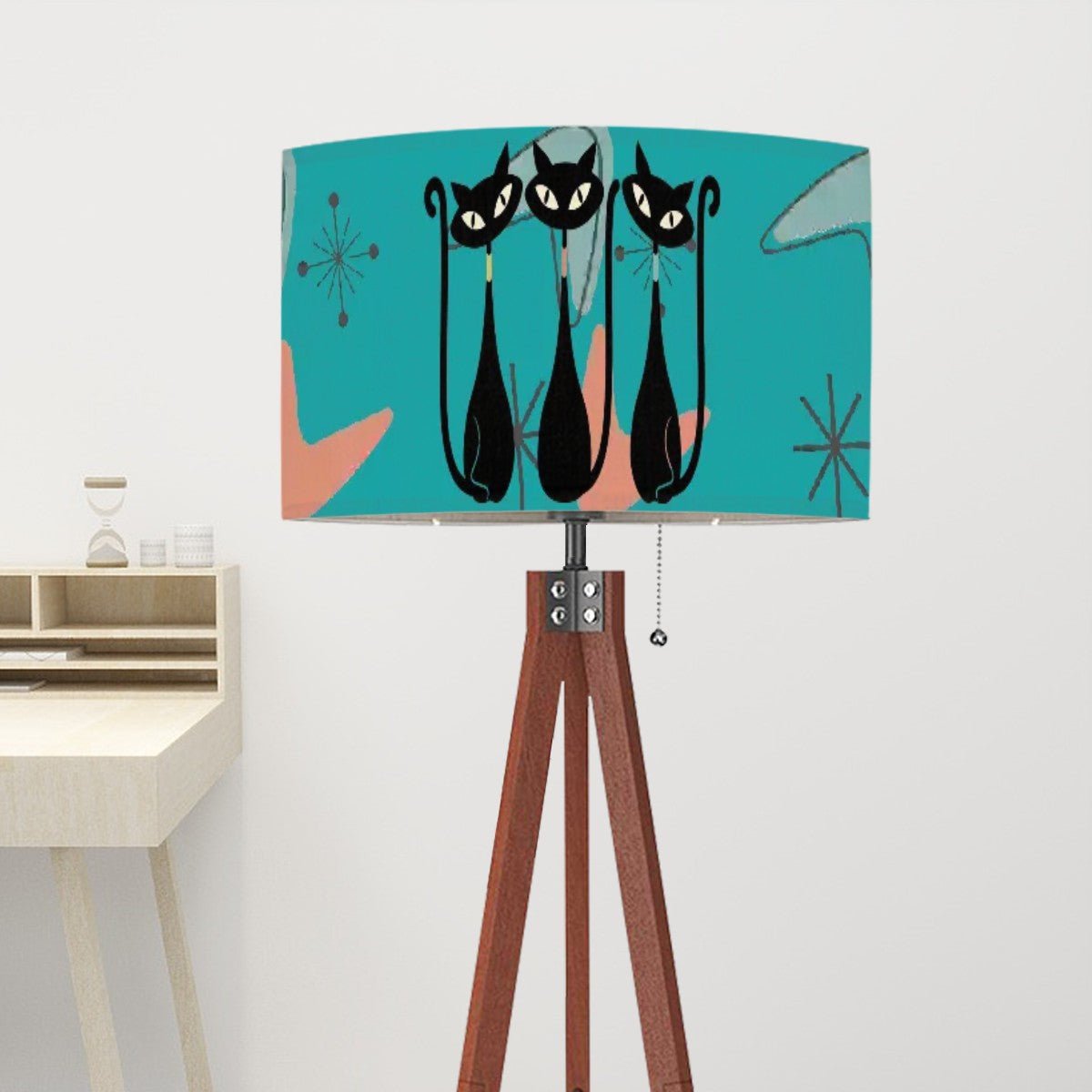 Kate McEnroe New York Atomic Sexton Cat 50s Mid Century Modern Drum Lamp ShadeLamp ShadesCyP2sPRpQx