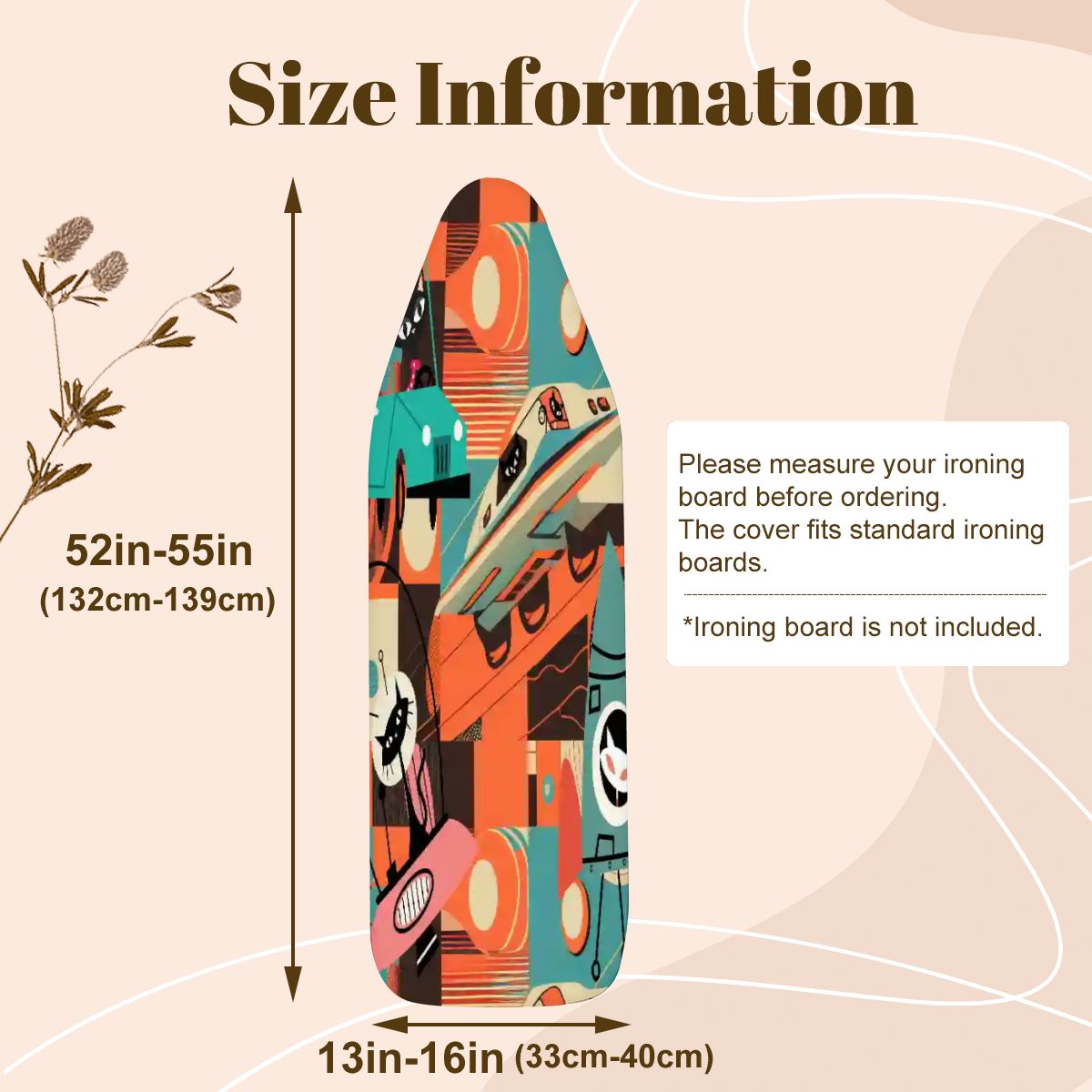 Kate McEnroe New York Atomic Space Cats, Sputnik Mid Century Modern Ironing Board CoverIroning Board CoversGdBJjPtHQg