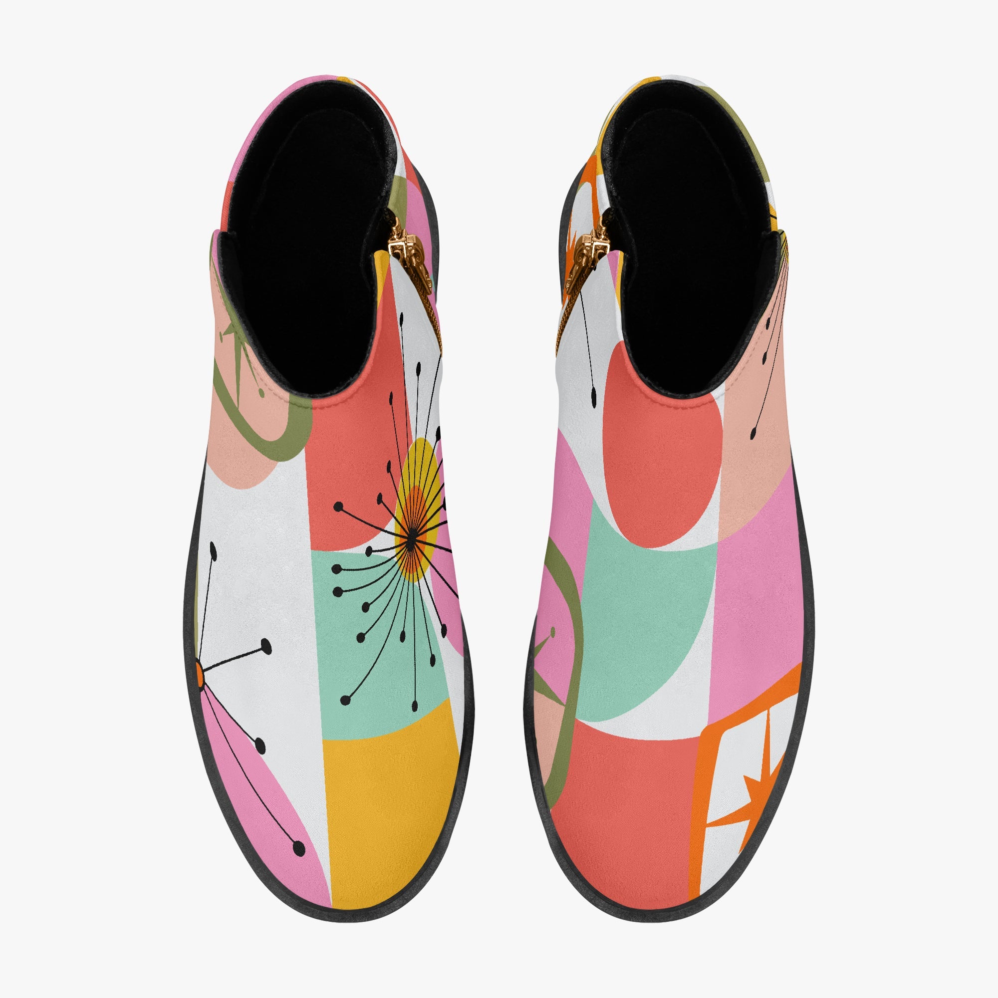 Kate McEnroe New York Atomic Starburst Ankle Boots, Mid Century Modern MCM Women&
