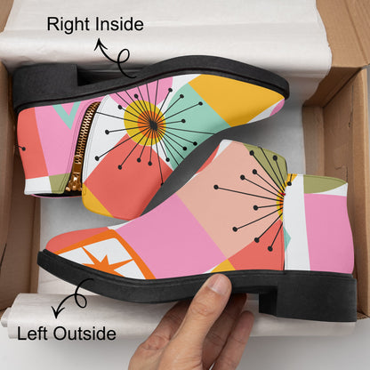 Kate McEnroe New York Atomic Starburst Ankle Boots, Mid Century Modern MCM Women&
