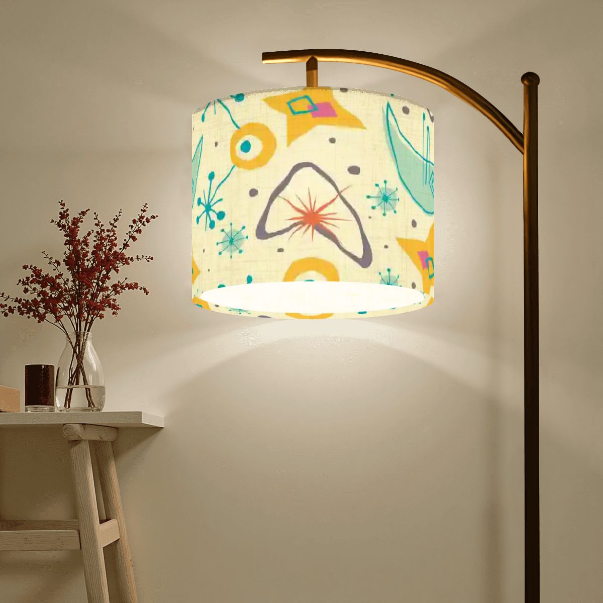 Kate McEnroe New York Atomic Starburst Arc Floor Lamp, Mid Century Modern Boomerang, Sputnik Living Room Eames Era Reading LightFloor LampsUowgcMfIgO