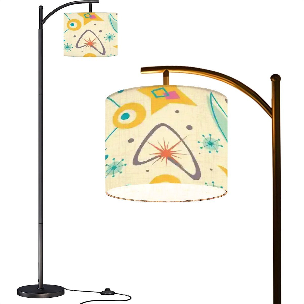 Kate McEnroe New York Atomic Starburst Arc Floor Lamp, Mid Century Modern Boomerang, Sputnik Living Room Eames Era Reading LightFloor LampsUowgcMfIgO