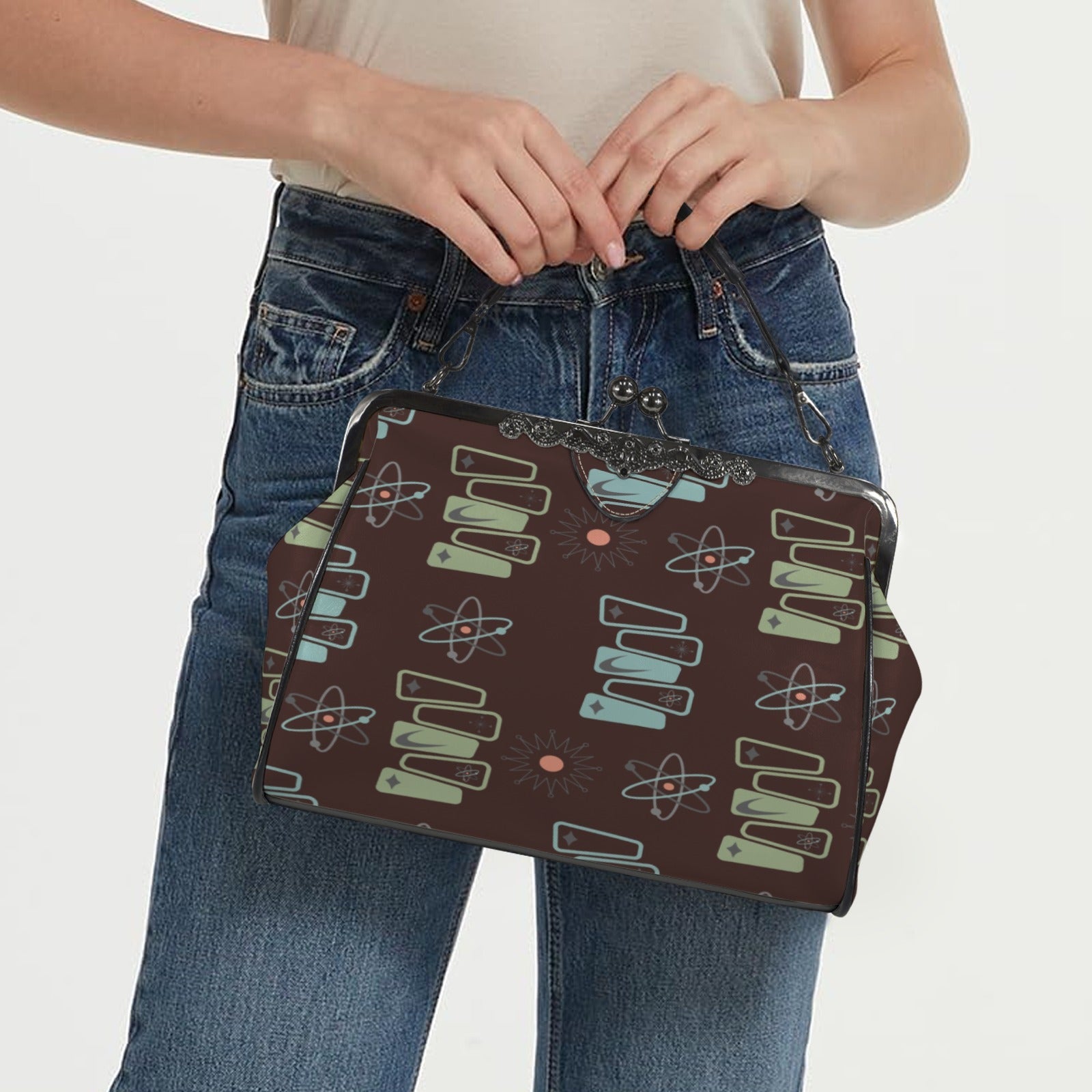 Kate McEnroe New York Atomic Starburst Boomerang Kisslock Purse, Mid Century Modern HandbagCrossbody BagsD3187088