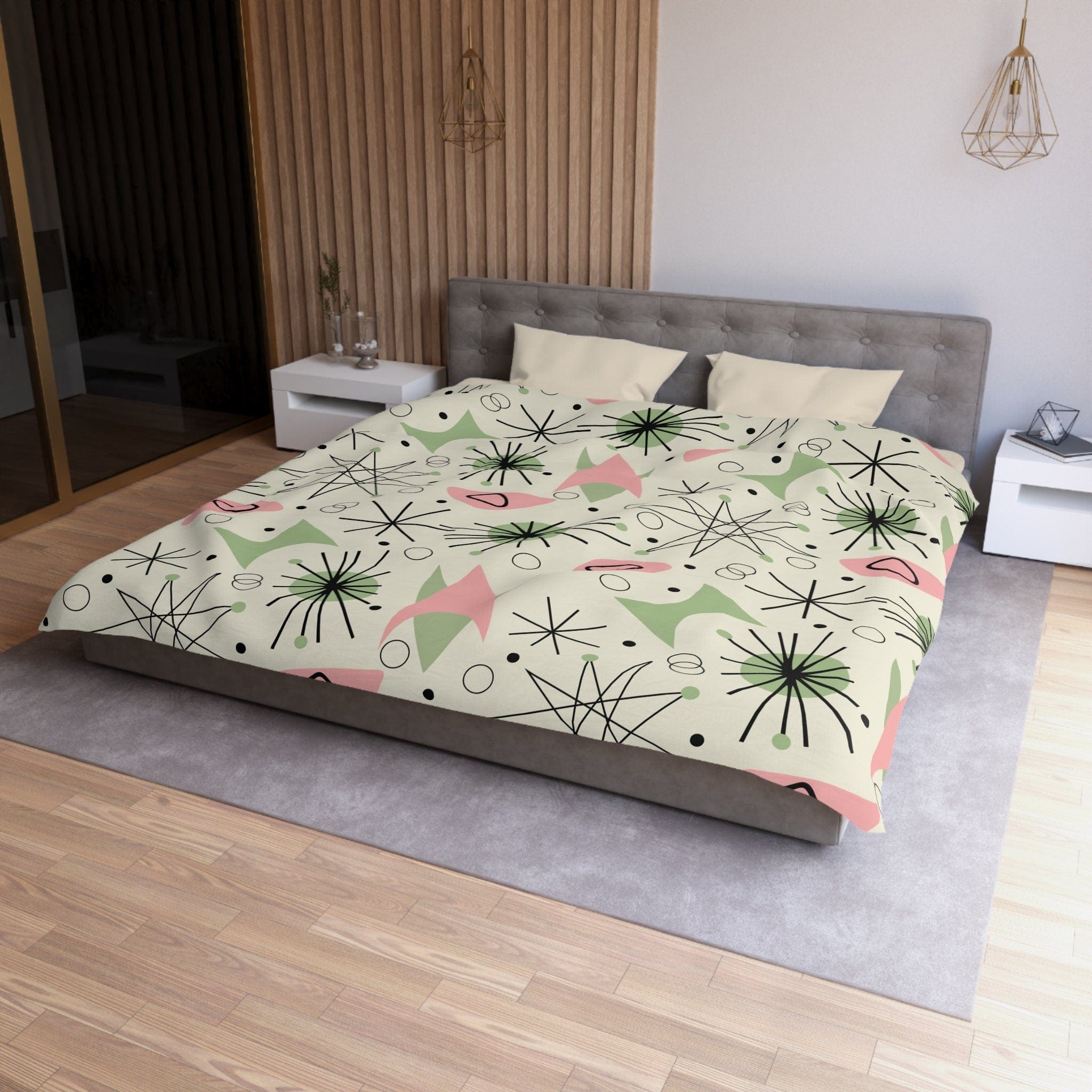 Kate McEnroe New York Atomic Starburst Duvet Cover - Vintage Retro Franciscan Inspired Mid Century Bedding - KM13839923Duvet Covers14888158938634146754