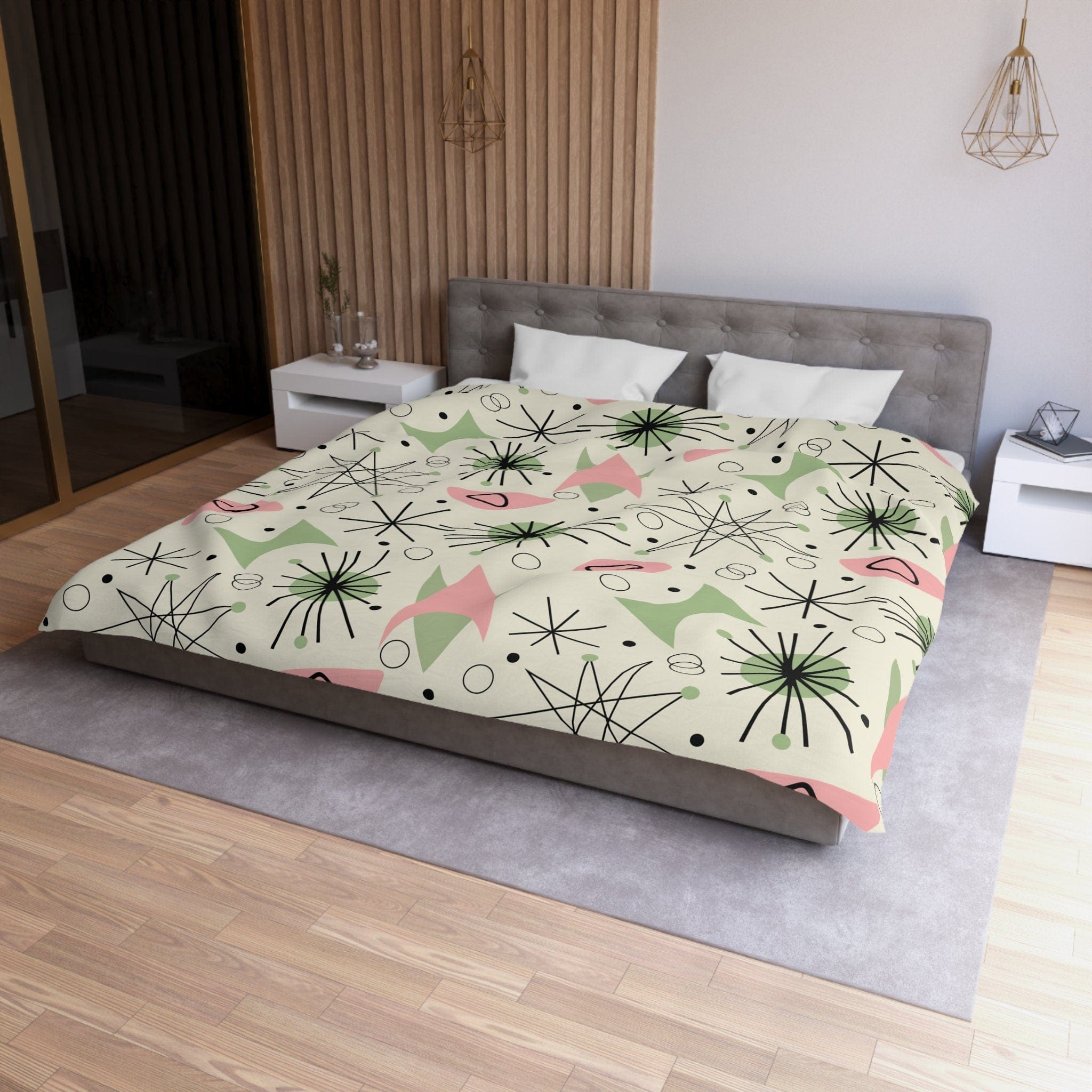 Kate McEnroe New York Atomic Starburst Duvet Cover - Vintage Retro Franciscan Inspired Mid Century Bedding - KM13839923Duvet Covers14888158938634146754