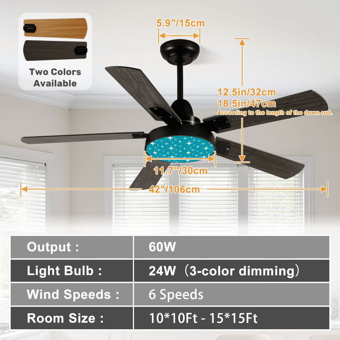 Kate McEnroe New York Atomic Starburst Mid Century Modern Ceiling Fan, Retro Teal Light FixtureCeiling Fansom98s5tDxJ