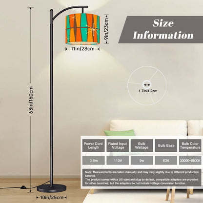 Kate McEnroe New York Atomic Starburst Mid Century Modern Floor Lamp, Retro 50s Arc Lamp, Vintage Orange Teal Geometric Shade Accent LightingArc Floor LampsCXWtoKsSVO
