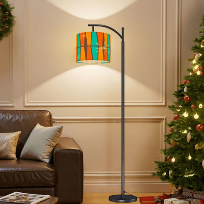 Kate McEnroe New York Atomic Starburst Mid Century Modern Floor Lamp, Retro 50s Arc Lamp, Vintage Orange Teal Geometric Shade Accent LightingArc Floor LampsCXWtoKsSVO