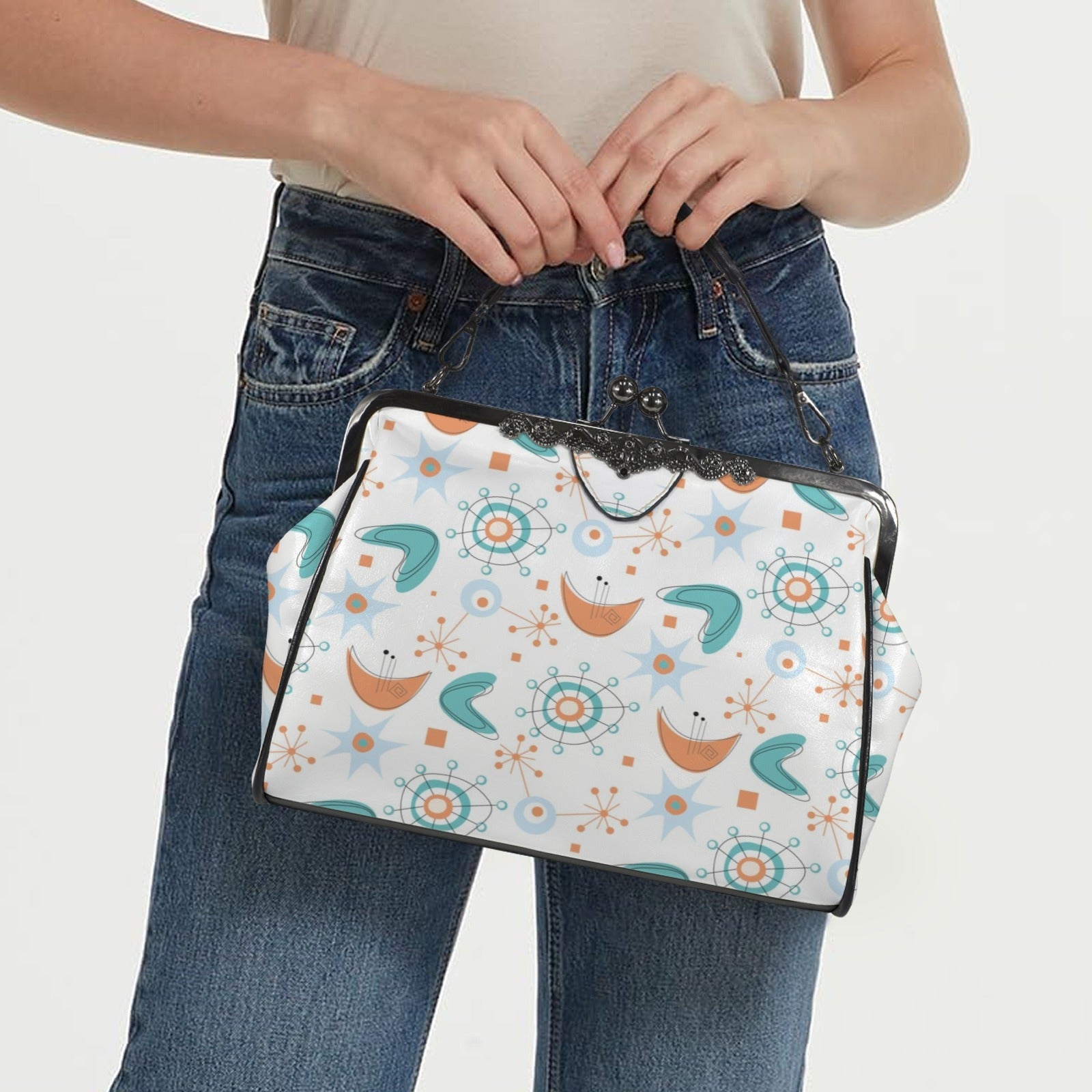 Kate McEnroe New York Atomic Starburst Mid Century Modern Kisslock Crossbody BagCrossbody BagsD3274946