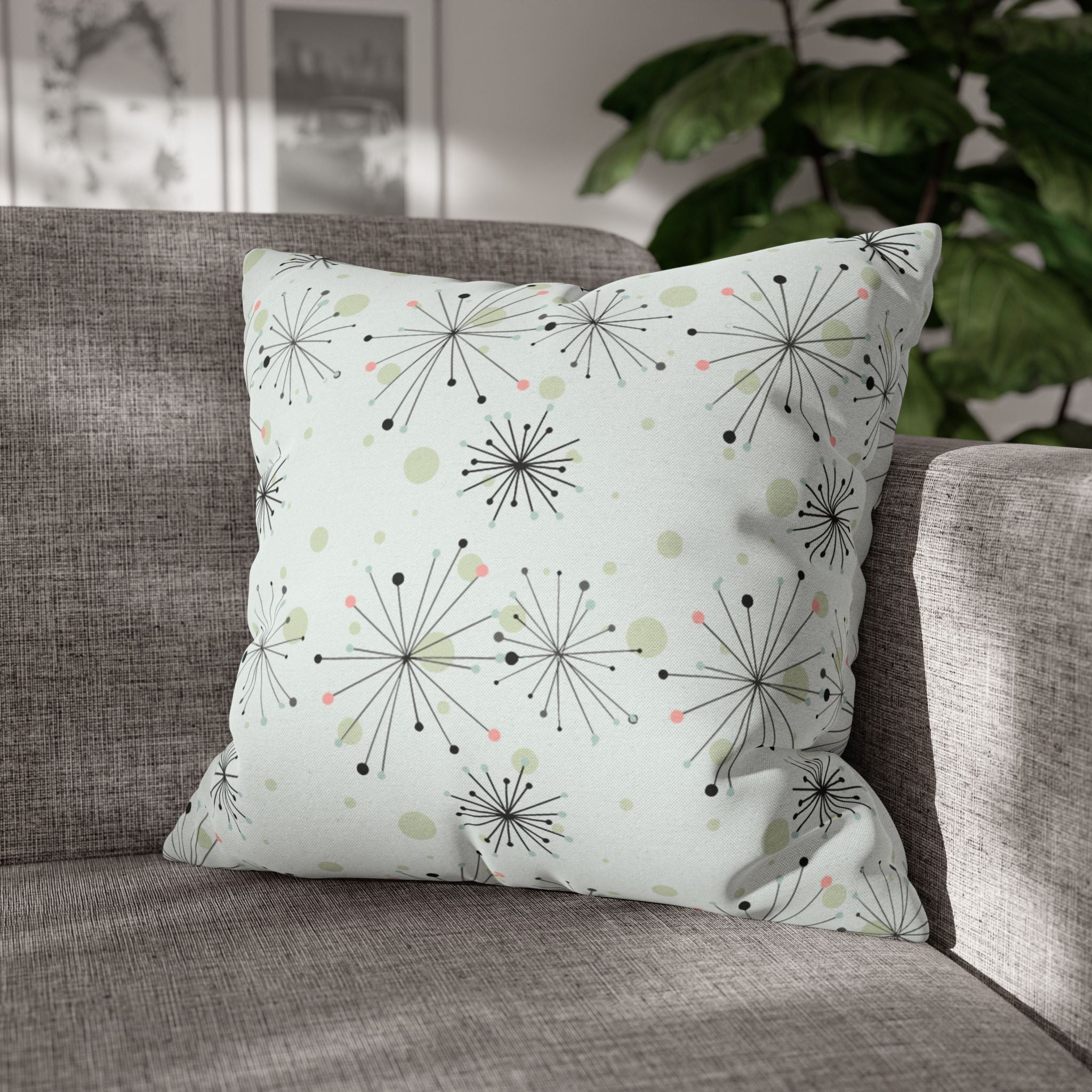 Kate McEnroe New York Atomic Starburst Mid Century Modern Throw Pillow Cover, Retro Pastel 1950s MCM Cushion CoverThrow Pillow Covers27490885672133965498