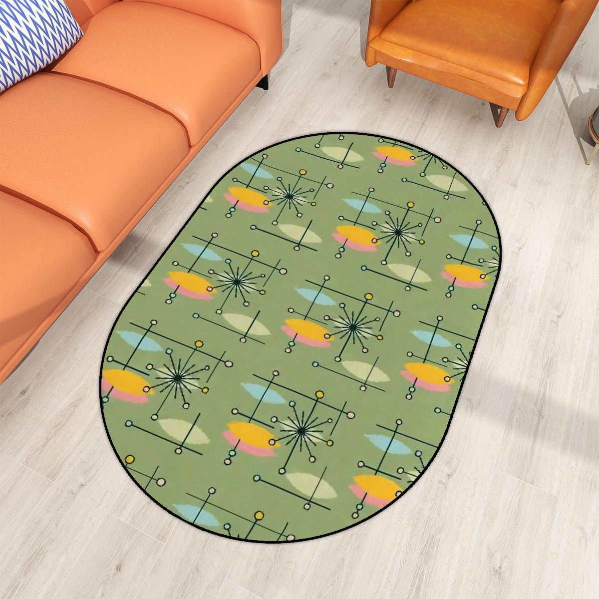 Kate McEnroe New York Atomic Starburst Oval Rug, Mid Century Modern Geometric Retro 50s Living Room CarpetRugsUuXmrsIBfR