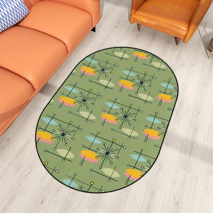 Kate McEnroe New York Atomic Starburst Oval Rug, Mid Century Modern Geometric Retro 50s Living Room CarpetRugsUuXmrsIBfR