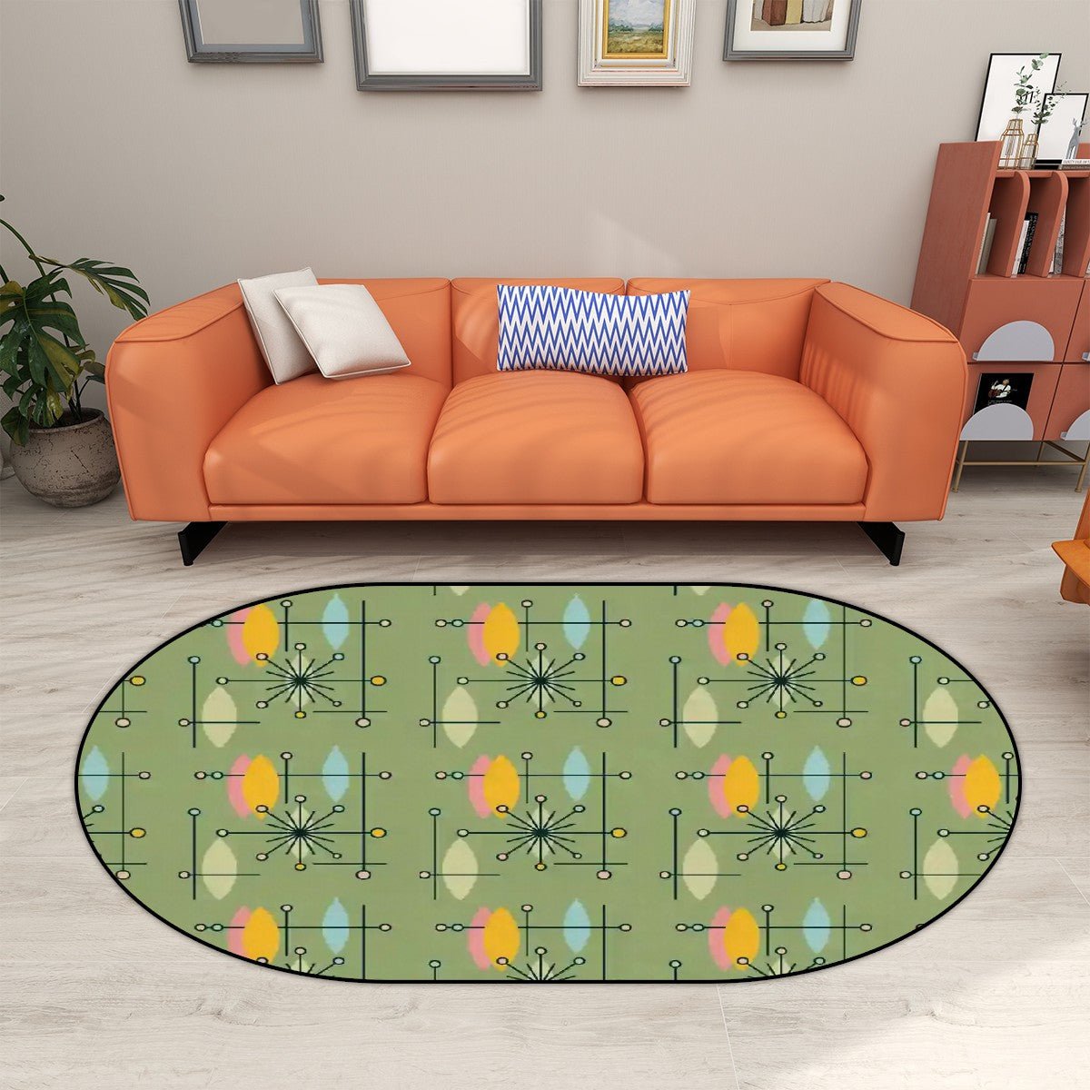 Kate McEnroe New York Atomic Starburst Oval Rug, Mid Century Modern Geometric Retro 50s Living Room CarpetRugsUuXmrsIBfR