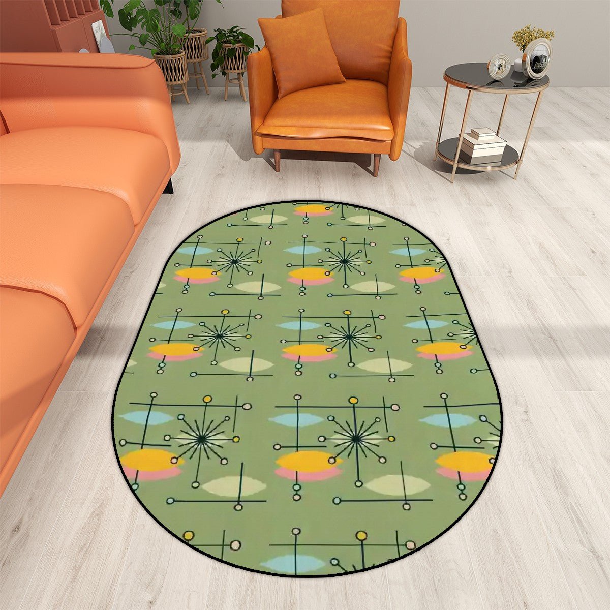 Kate McEnroe New York Atomic Starburst Oval Rug, Mid Century Modern Geometric Retro 50s Living Room CarpetRugsUuXmrsIBfR