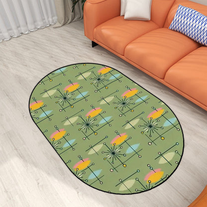 Kate McEnroe New York Atomic Starburst Oval Rug, Mid Century Modern Geometric Retro 50s Living Room CarpetRugsUuXmrsIBfR