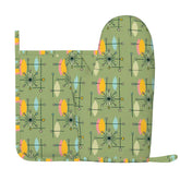 Kate McEnroe New York Atomic Starburst Oven Mitt Pot Holder Set, Mid Century Modern Kitchen (Right)Oven Mitts & Pot Holder SetsPK3sF3CNR