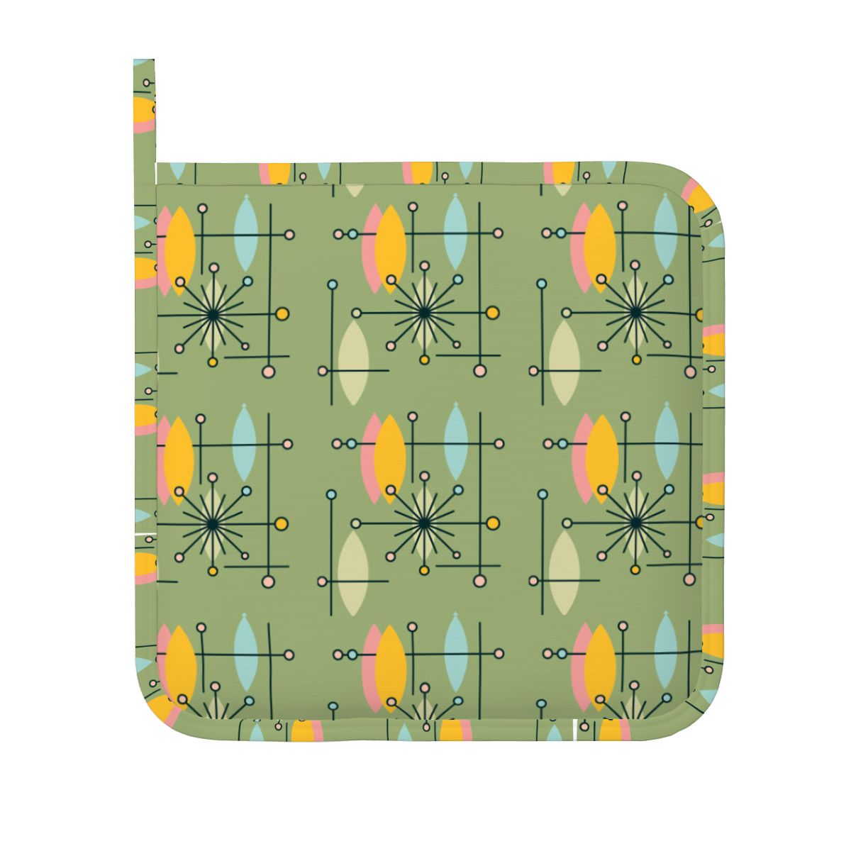 Kate McEnroe New York Atomic Starburst Oven Mitt Pot Holder Set, Mid Century Modern Kitchen (Right)Oven Mitts &amp; Pot Holder SetsPK3sF3CNR