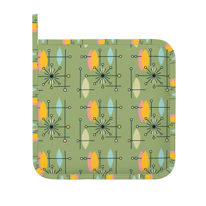 Kate McEnroe New York Atomic Starburst Oven Mitt Pot Holder Set, Mid Century Modern Kitchen (Right)Oven Mitts &amp; Pot Holder SetsPK3sF3CNR