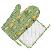 Kate McEnroe New York Atomic Starburst Oven Mitt Pot Holder Set, Mid Century Modern Kitchen (Right)Oven Mitts & Pot Holder SetsPK3sF3CNR