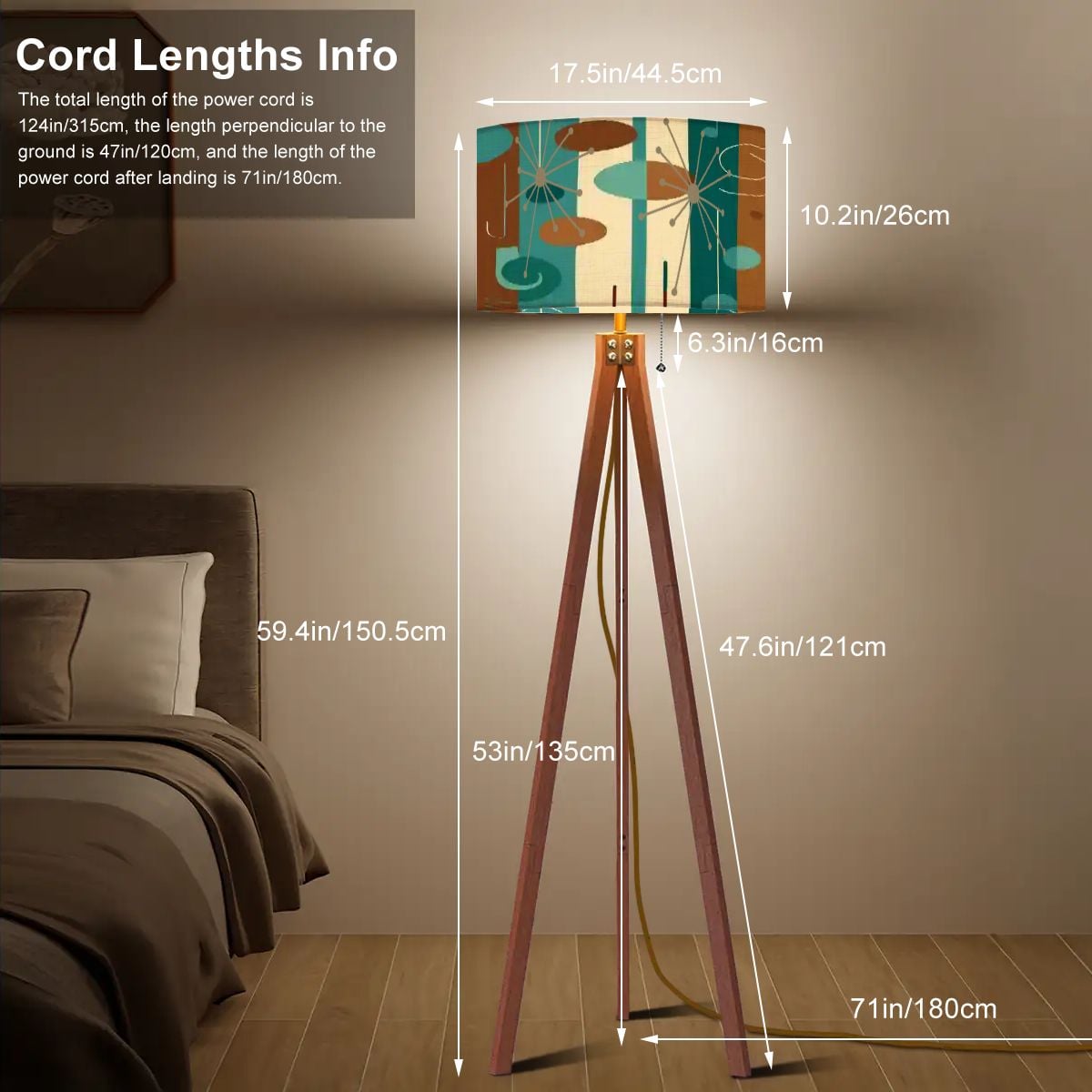 Kate McEnroe New York Atomic Starburst Retro Tripod Floor Lamp Mid Century Modern MCM Accent LightingTripod Floor LampsEUAdGuvifh