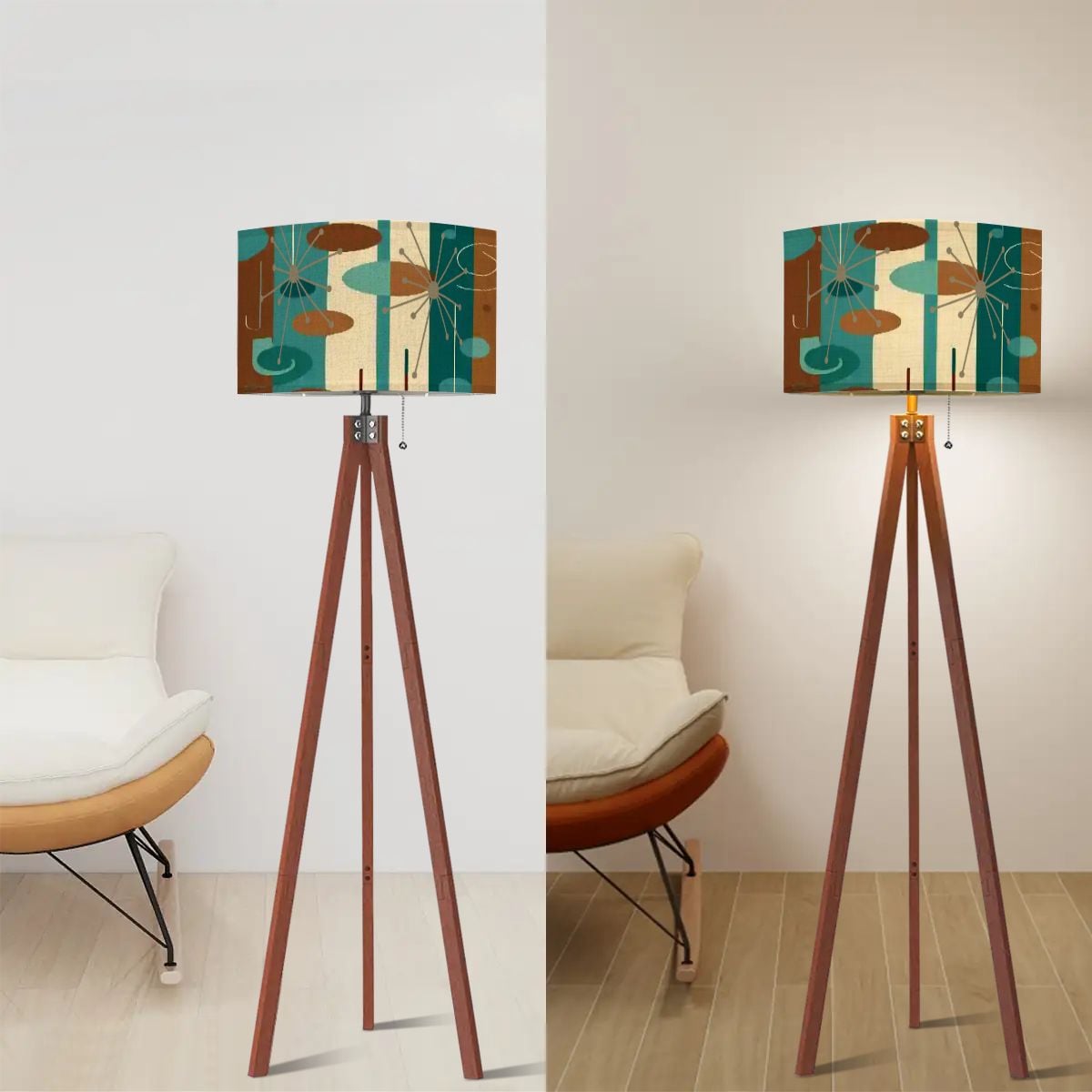 Kate McEnroe New York Atomic Starburst Retro Tripod Floor Lamp Mid Century Modern MCM Accent LightingTripod Floor LampsEUAdGuvifh
