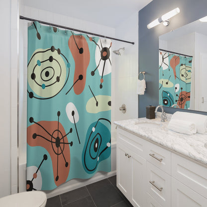 Kate McEnroe New York Atomic Starburst Shower Curtain, Mid Century Modern Bathroom, Retro Bath Decor Shower Curtains 71&quot; × 74&quot; 15078903042265913092