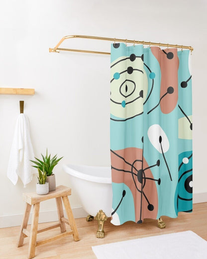 Kate McEnroe New York Atomic Starburst Shower Curtain, Mid Century Modern Bathroom, Retro Bath DecorShower Curtains15078903042265913092