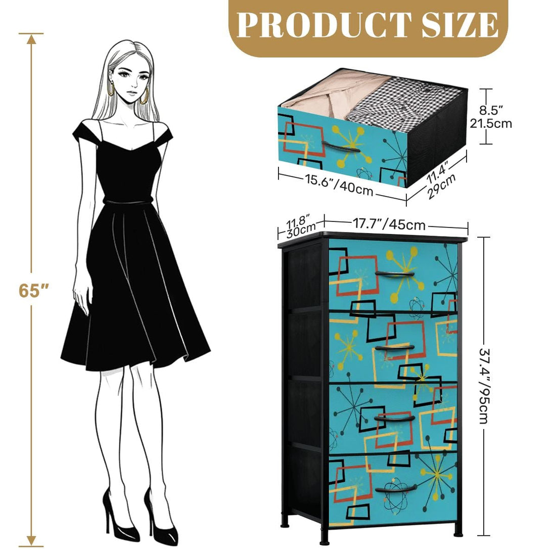 Kate McEnroe New York Atomic Starburst Sputnik Mid Century Modern Teal 4 Drawer DresserDressers1mnWYzPXyd