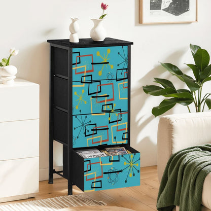 Kate McEnroe New York Atomic Starburst Sputnik Mid Century Modern Teal 4 Drawer DresserDressers1mnWYzPXyd