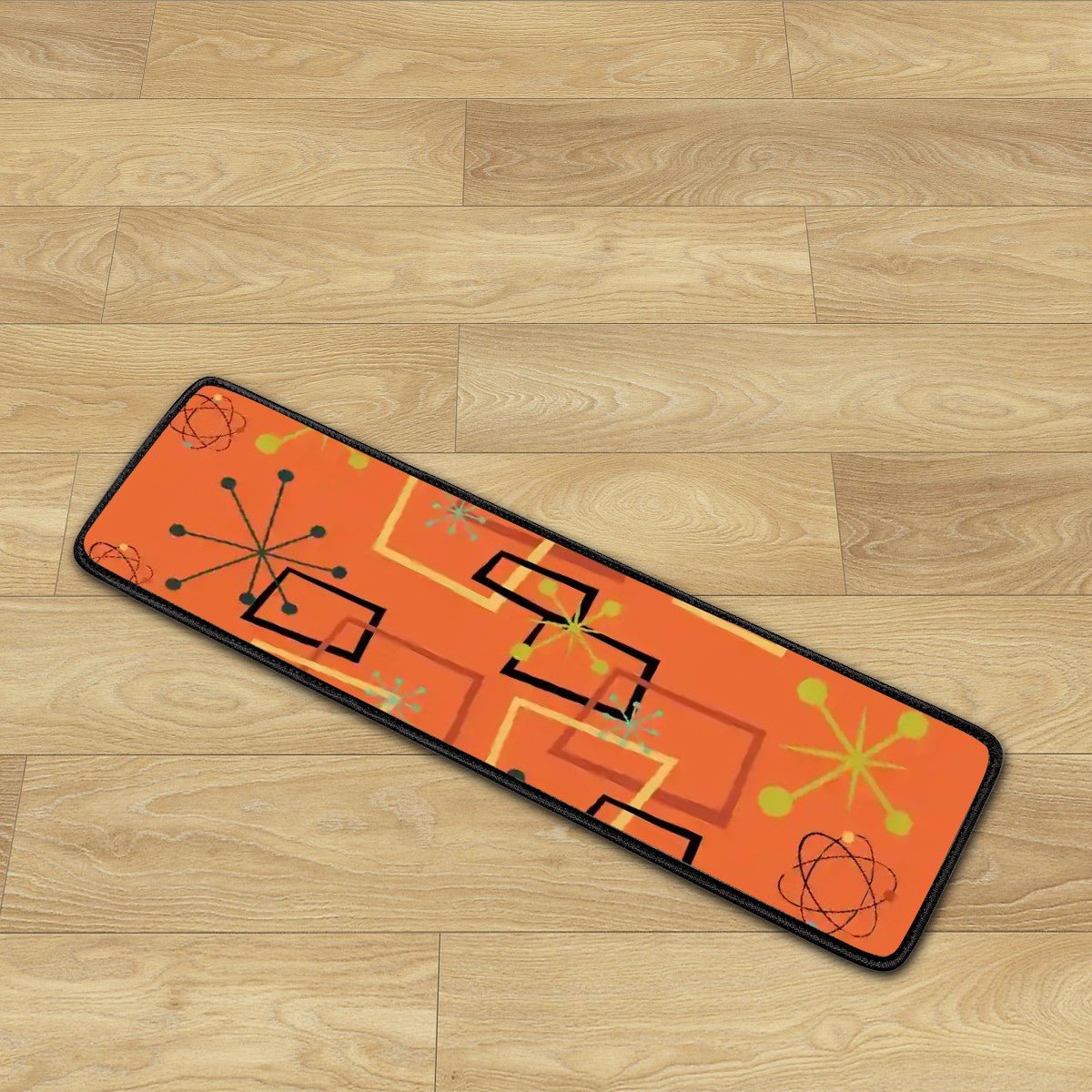 Kate McEnroe New York Atomic Starburst Stair Treads, Mid Century Modern Retro Orange MatsStair TreadsRJEpVTzwKJ