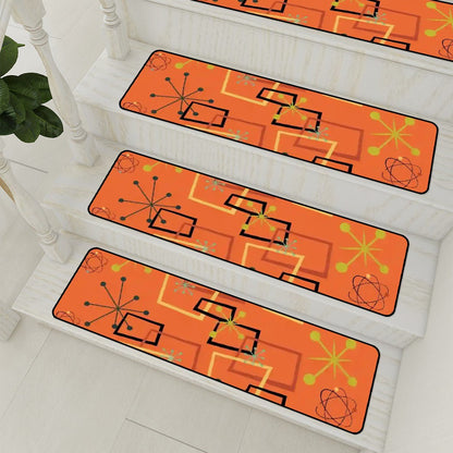 Kate McEnroe New York Atomic Starburst Stair Treads, Mid Century Modern Retro Orange MatsStair TreadsRJEpVTzwKJ