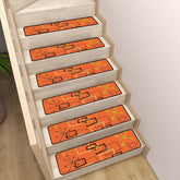 Kate McEnroe New York Atomic Starburst Stair Treads, Mid Century Modern Retro Orange MatsStair TreadsRJEpVTzwKJ