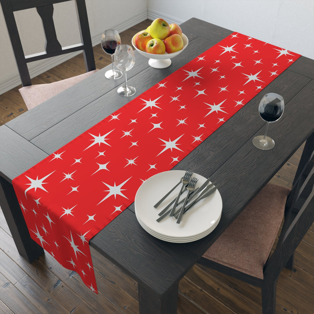 Kate McEnroe New York Atomic Starburst Table Runner, Mid Century Modern Retro Red Dining Table Decor, 50s Style Geometric Home AccentTable Runners11621596289323650652