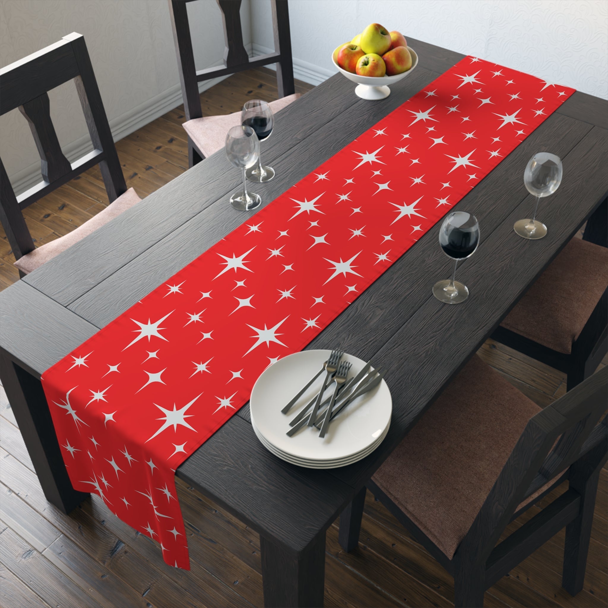 Kate McEnroe New York Atomic Starburst Table Runner, Mid Century Modern Retro Red Dining Table Decor, 50s Style Geometric Home AccentTable Runners29208221431923832281