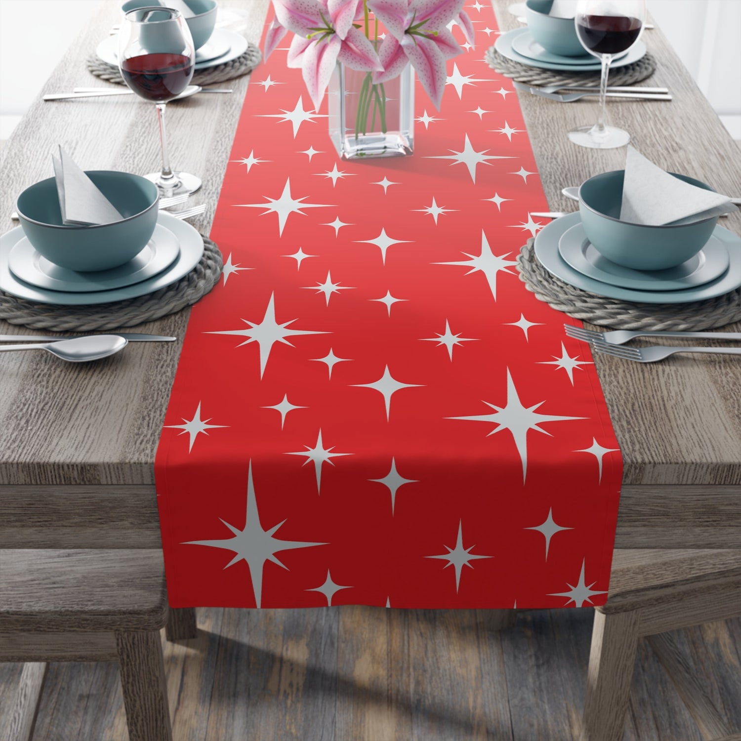 Kate McEnroe New York Atomic Starburst Table Runner, Mid Century Modern Retro Red Dining Table Decor, 50s Style Geometric Home AccentTable Runners29208221431923832281