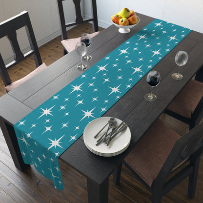 Kate McEnroe New York Atomic Starburst Table Runner, Mid Century Modern Retro Teal Dining Table Decor, 50s Style Geometric Home AccentTable Runners88537183823628824635