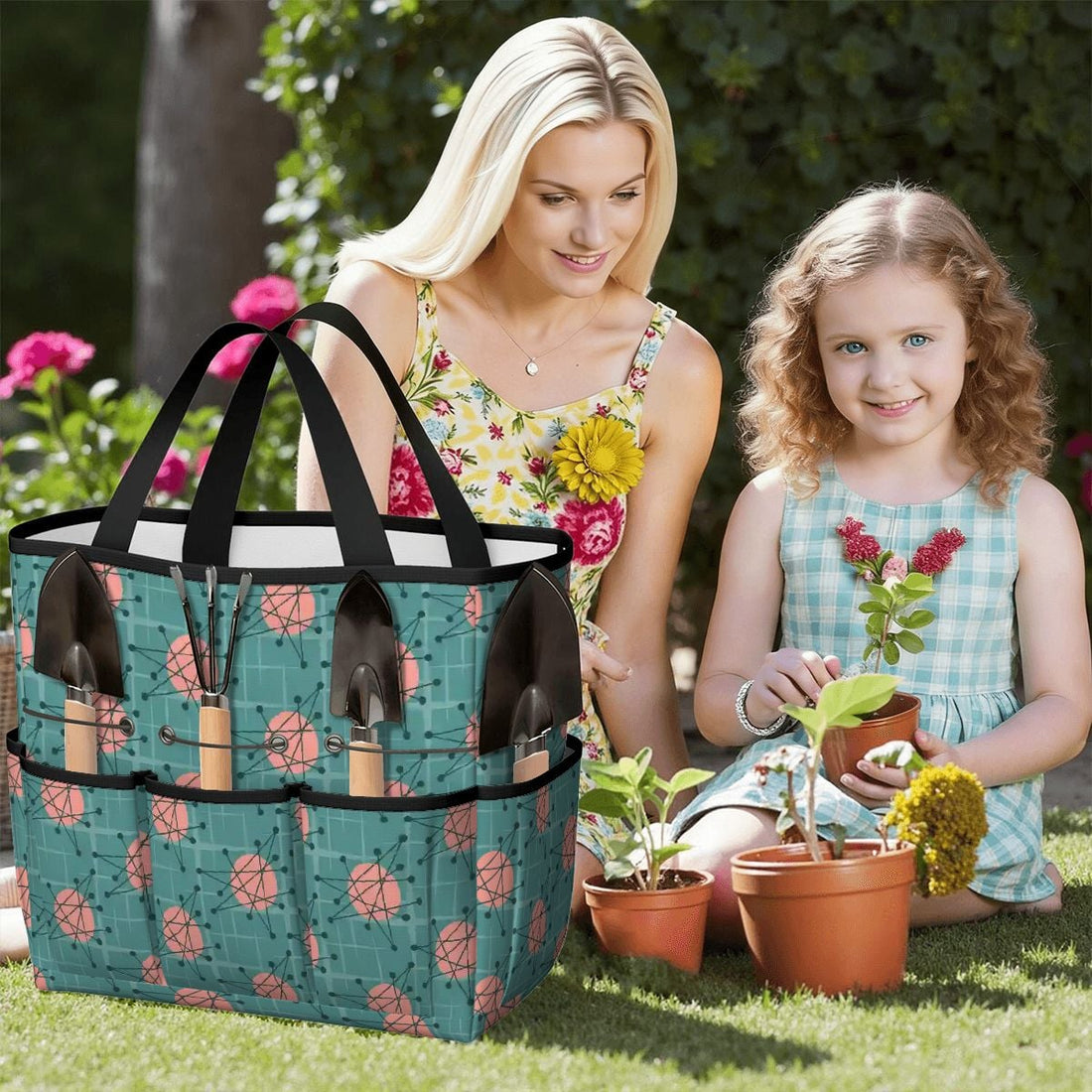 Kate McEnroe New York Atomic Starburst Teal Mid Century Modern Garden Tool BagGarden Tool Bag0YWTHGYQiL