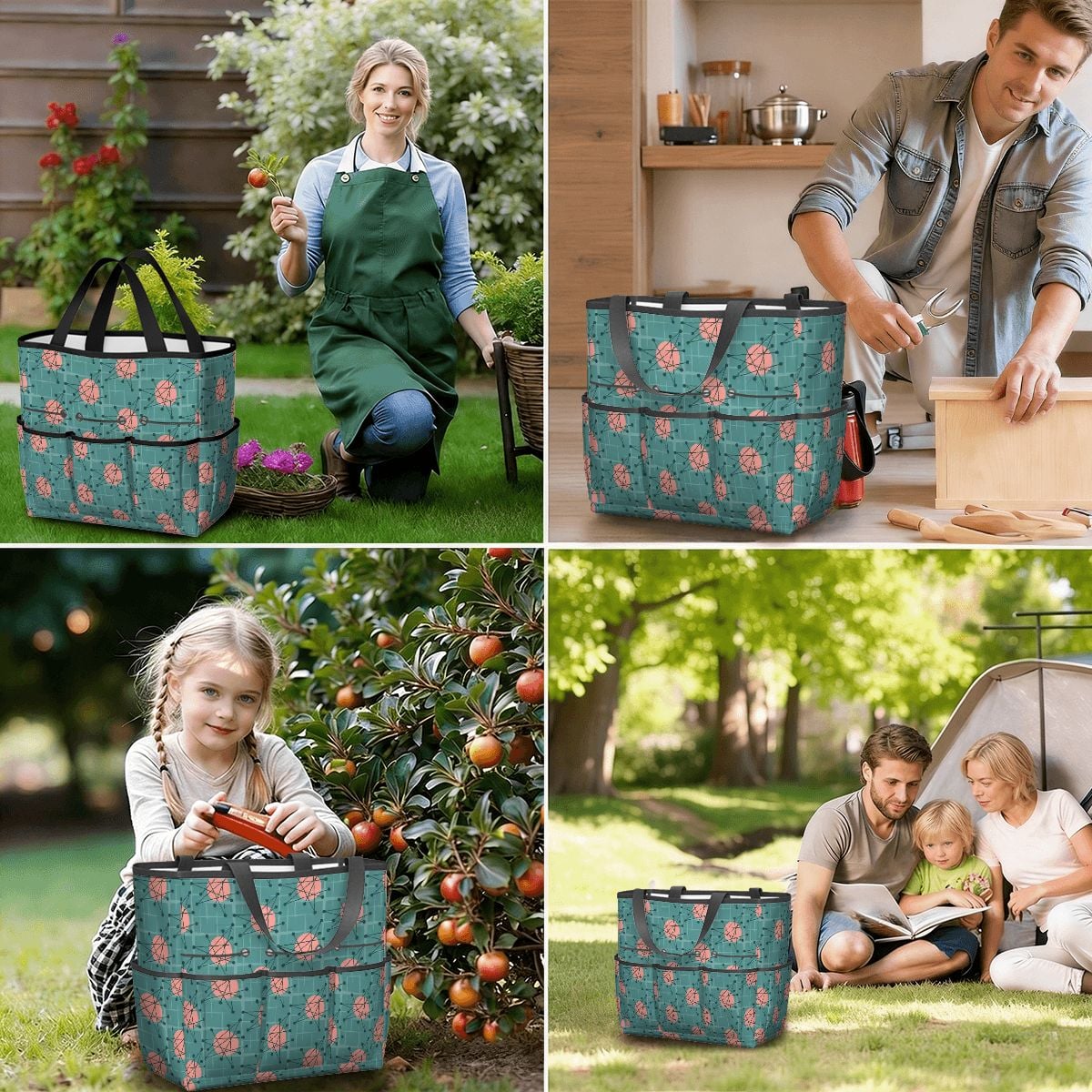 Kate McEnroe New York Atomic Starburst Teal Mid Century Modern Garden Tool BagGarden Tool BaguVS0pyVAZ8
