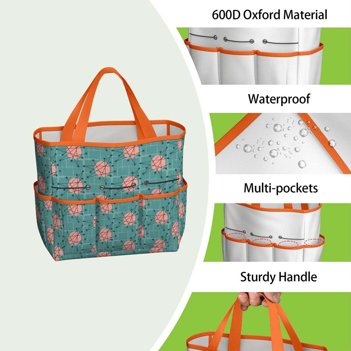 Kate McEnroe New York Atomic Starburst Teal Mid Century Modern Garden Tool BagGarden Tool BaguVS0pyVAZ8