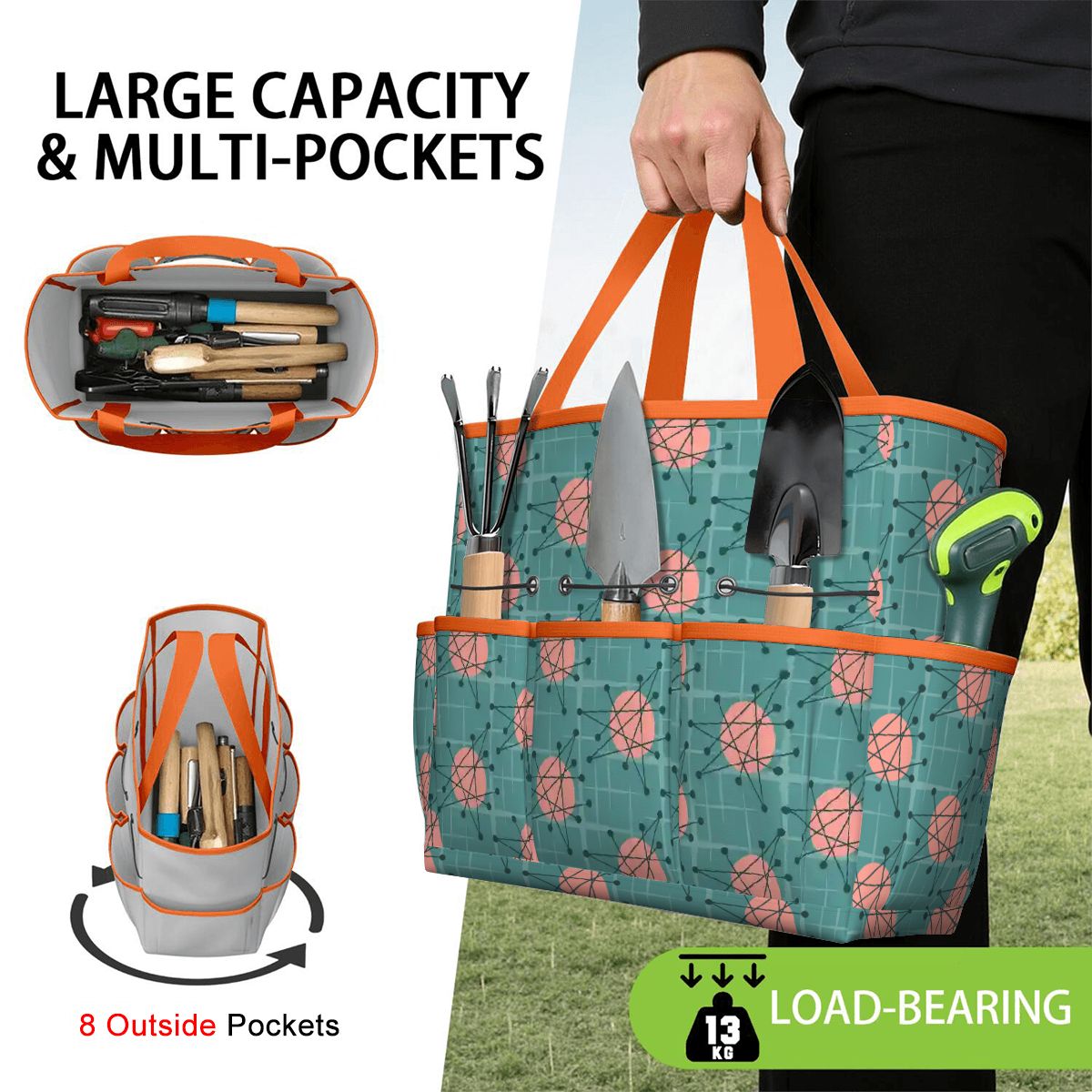 Kate McEnroe New York Atomic Starburst Teal Mid Century Modern Garden Tool BagGarden Tool BaguVS0pyVAZ8