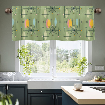 Kate McEnroe New York Atomic Starburst Window Valance, Mid Century Modern Geometric Green DraperyValancesH5KRTB - T2AMRQ - 22DRJ7