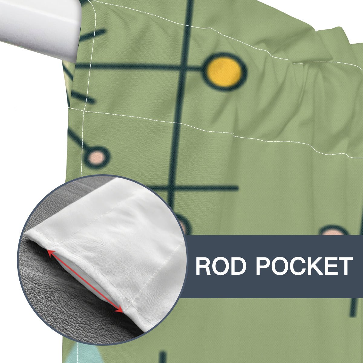 Kate McEnroe New York Atomic Starburst Window Valance, Mid Century Modern Geometric Green DraperyValancesH5KRTB - T2AMRQ - 22DRJ7