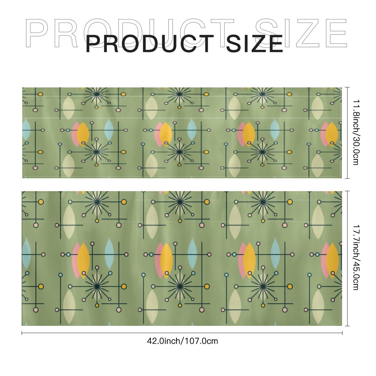 Kate McEnroe New York Atomic Starburst Window Valance, Mid Century Modern Geometric Green DraperyValancesH5KRTB - T2AMRQ - 22DRJ7