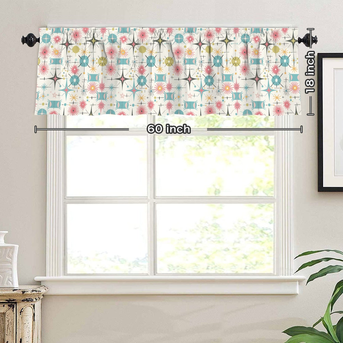 Kate McEnroe New York Atomic Starburst Window Valance, Mid Century Modern MCM Kitchen DecorValancesD3321990