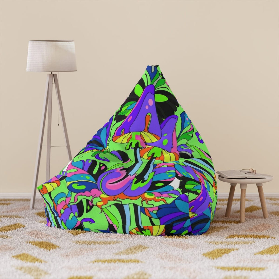 Kate McEnroe New York Aurora Trippy 70s Magic Mushroom Bean Bag Chair Cover Bean Bag Chair Covers 38&quot; × 42&quot; × 29&quot; / Without insert 18317419818042458350