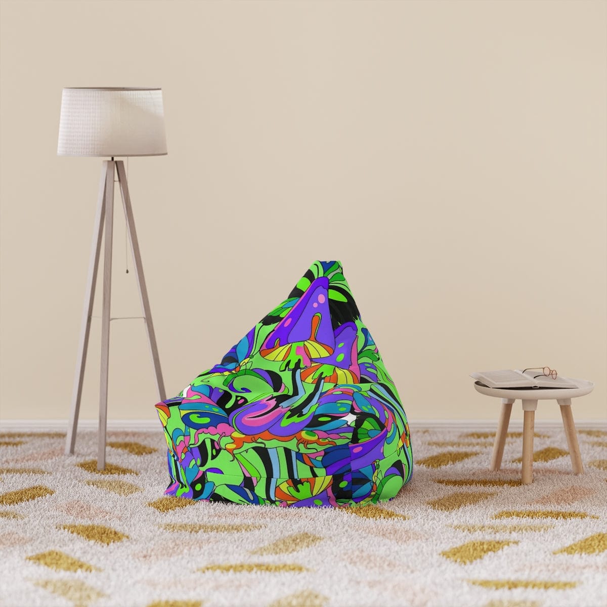 Kate McEnroe New York Aurora Trippy 70s Magic Mushroom Bean Bag Chair Cover Bean Bag Chair Covers